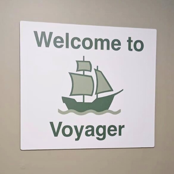 An image of the "Welcome to Voyager" signage.